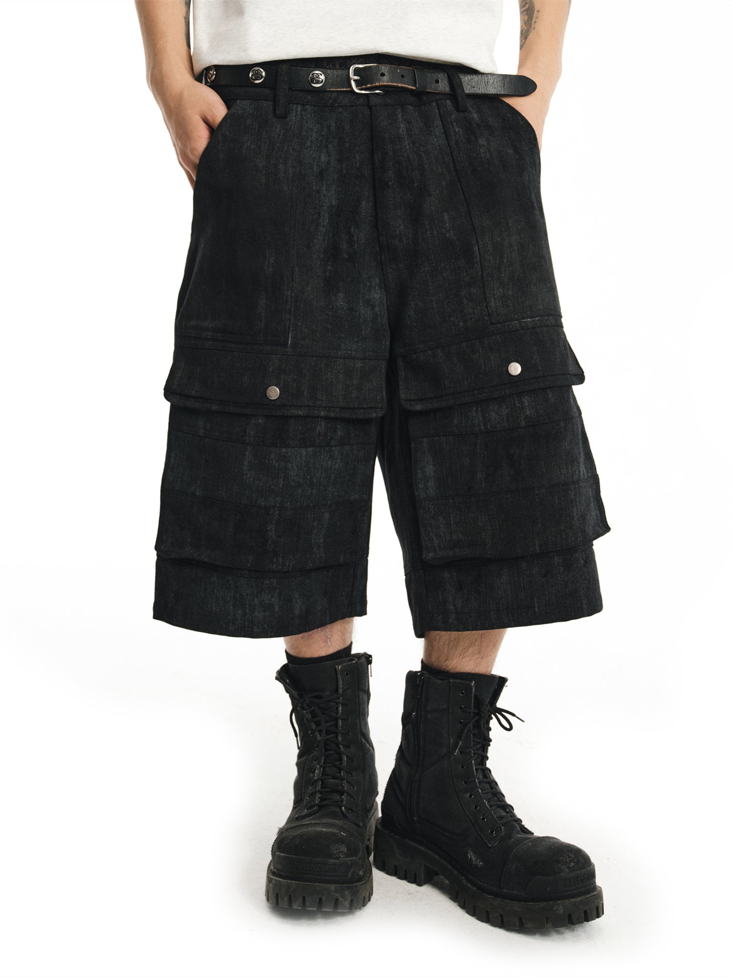 NOVACAM Camouflage & Black Baggy Work Cargo Shorts