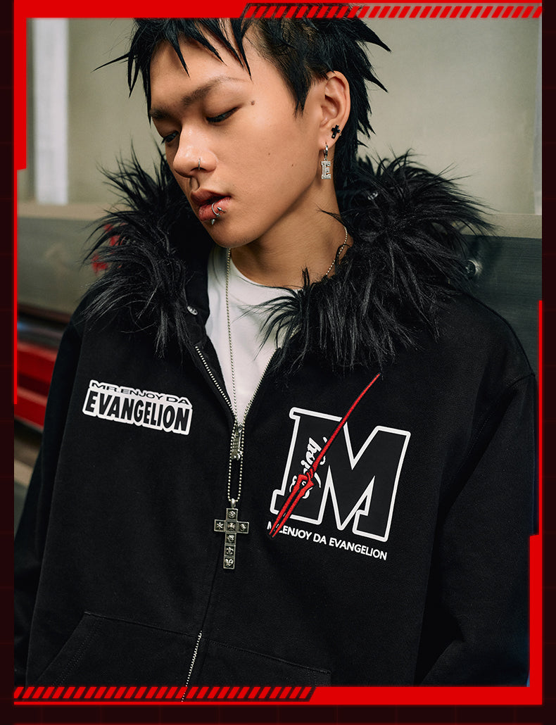 MEDM x EVA Lilith Removable Fur Zip-Up Hoodie