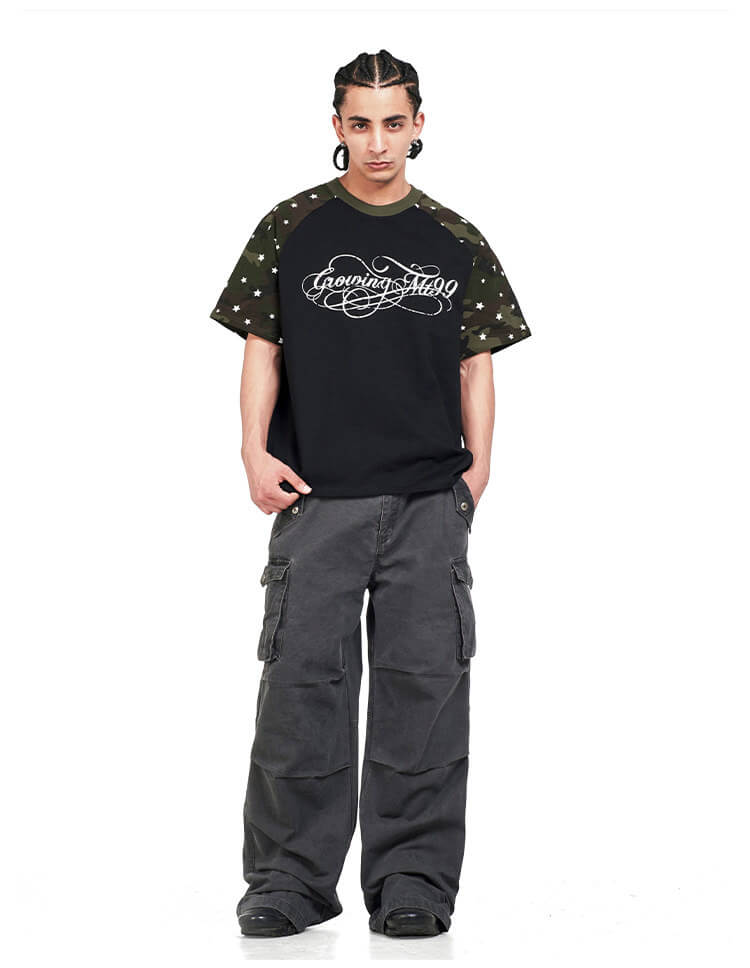F3F Select Star Print Raglan Color Block Tee