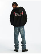 MEDM Rose Embroidered Zip Up Hoodie