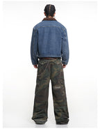 F3F Select Suede Lapel Washed Denim Jacket