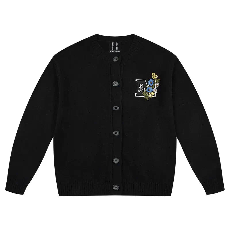 MEDM Floral Embroidered Knit Cardigan