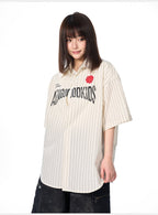 AFGK Striped Logo Print Short Sleeve Shirt