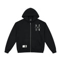 MEDM Beaded Flower Embellished Zip Up Hoodie