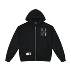 MEDM Beaded Flower Embellished Zip Up Hoodie