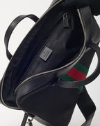 Gucci Black Techno Canvas Web Top Handle Briefcase with Strap