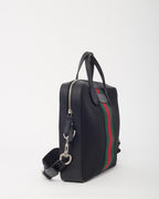 Gucci Black Techno Canvas Web Top Handle Briefcase with Strap