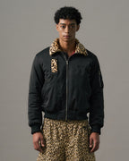 S45 Leopard Trim Patchwork MA-1 Bomber Jacket