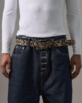 S45 Leopard Turquoise Bone Buckle Belt
