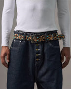 S45 Leopard Turquoise Bone Buckle Belt