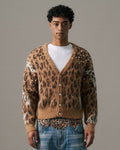 S45 Pearl Studded Leopard Knit Cardigan