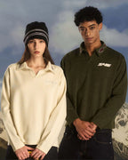 S45 Pearl and Rhinestone Long Sleeve Polo