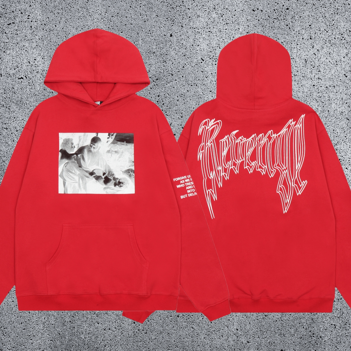 REVENGE Graphic Pullover Hoodie – Red