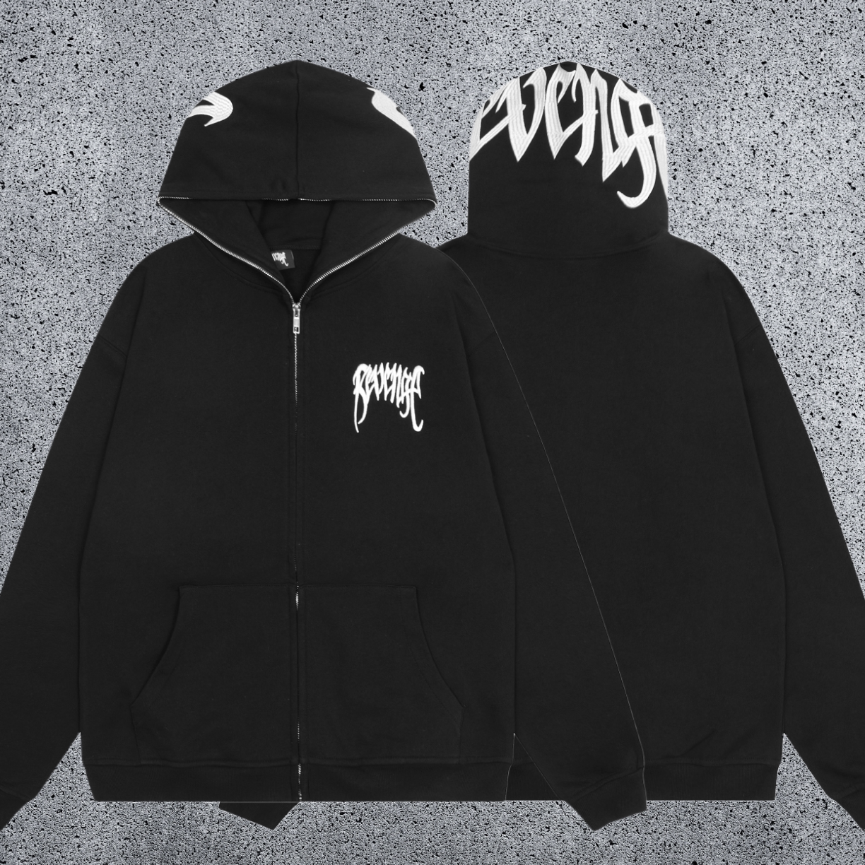REVENGE Graffiti Zip-Up Hoodie – Blue