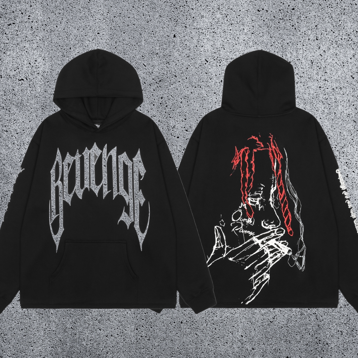 REVENGE Graphic Short-Hem Hoodie