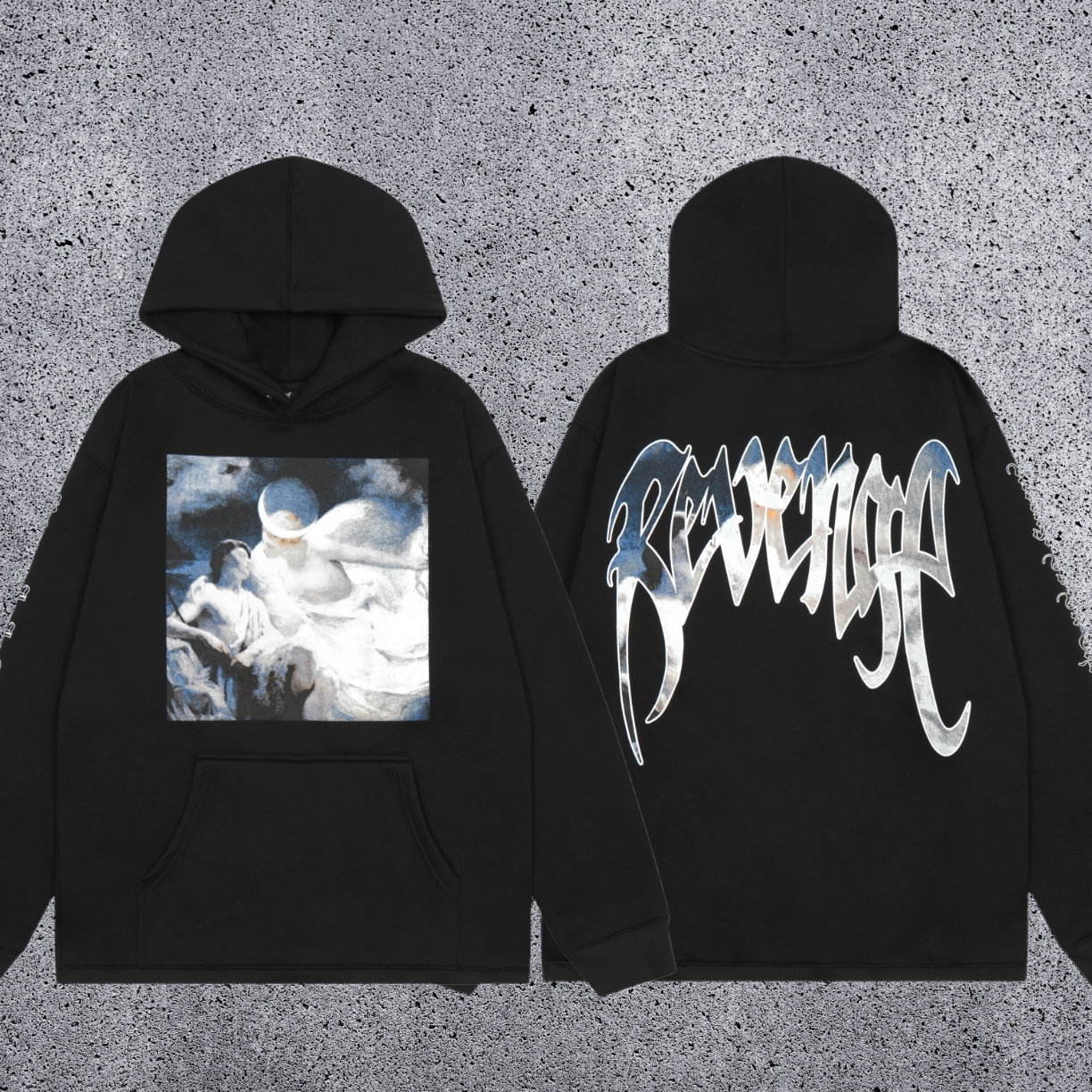 REVENGE Moon Graphic Black Hoodie
