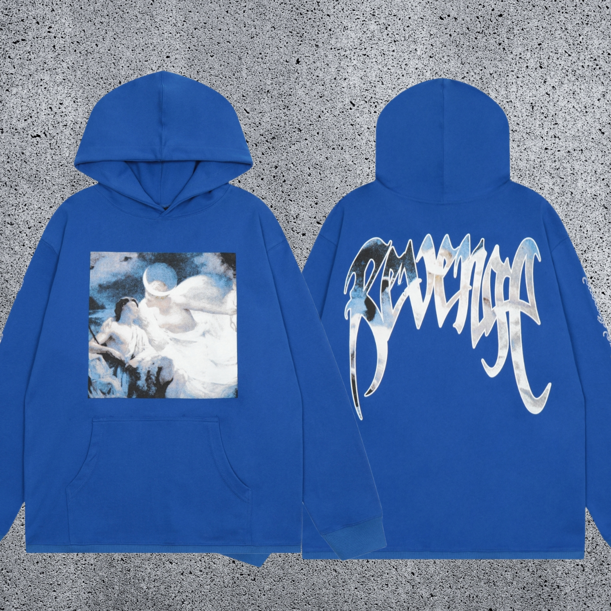 REVENGE Moon Graphic Blue Hoodie