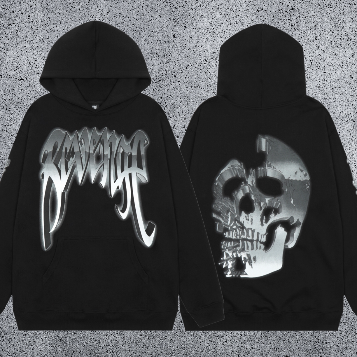 REVENGE Skull Graphic Pullover Hoodie