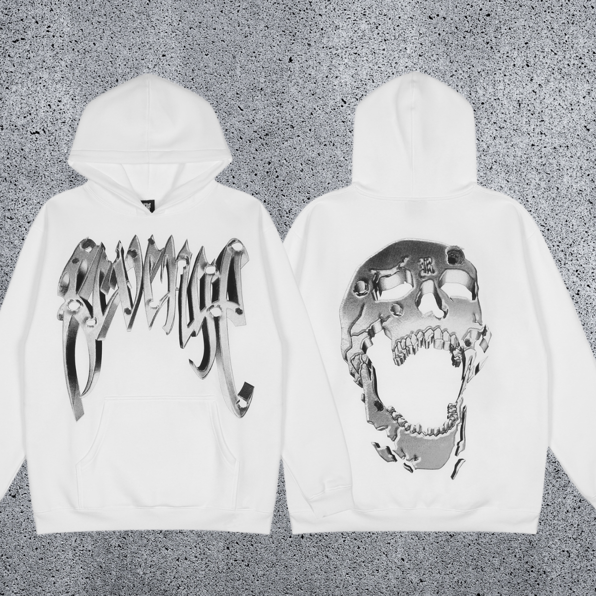 REVENGE Skull Graphic Pullover Hoodie