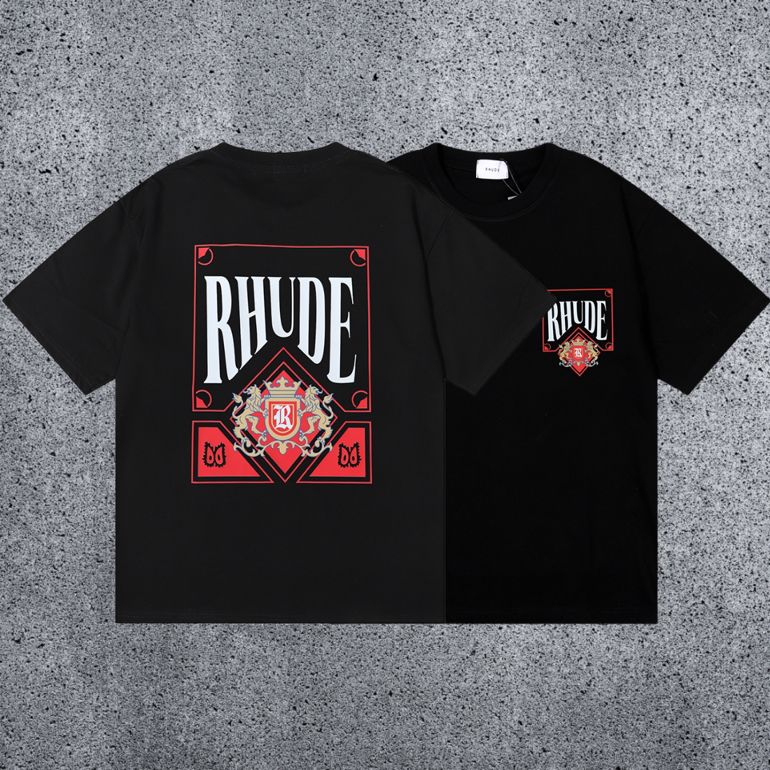 RHUDE Black Red Crest Graphic T-Shirt