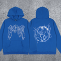 REVENGE Thorn Skull Graphic Hoodie – Blue