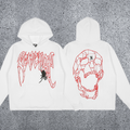 REVENGE Spider Skull Graphic Hoodie – White