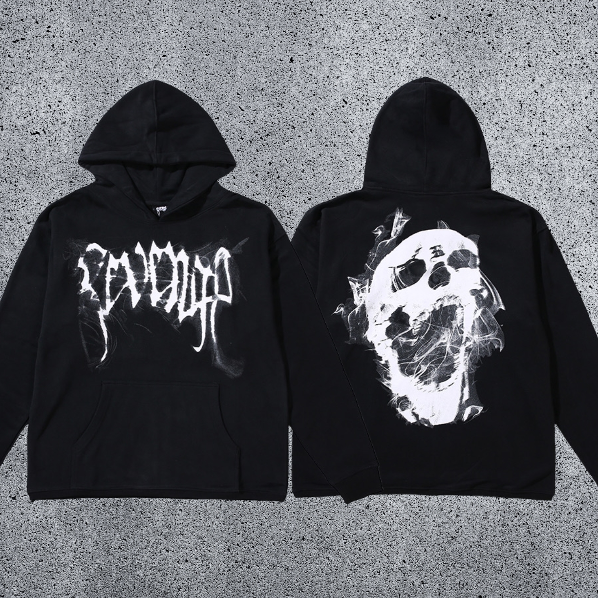 REVENGE Skull Graphic Pullover Hoodie