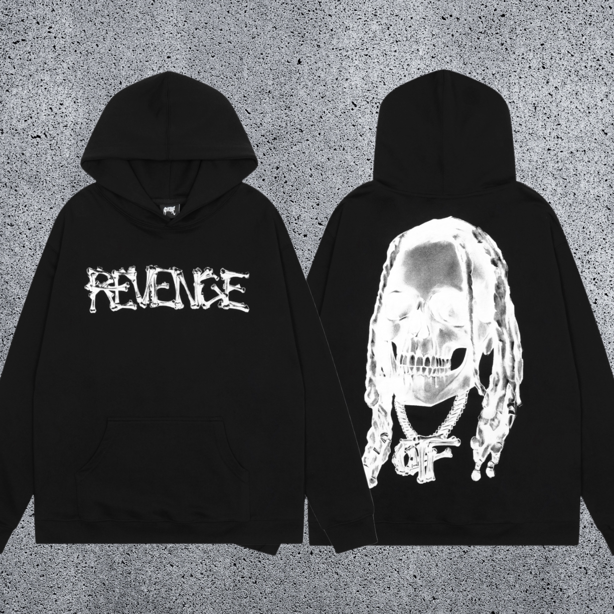 REVENGE Skull Graphic Pullover Hoodie