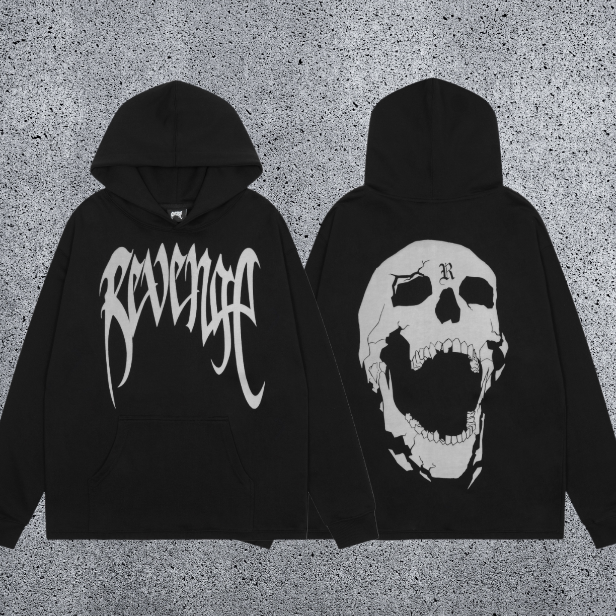 REVENGE Skull Back Graphic Pullover Hoodie