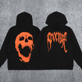 REVENGE Orange Skull Graphic Pullover Hoodie