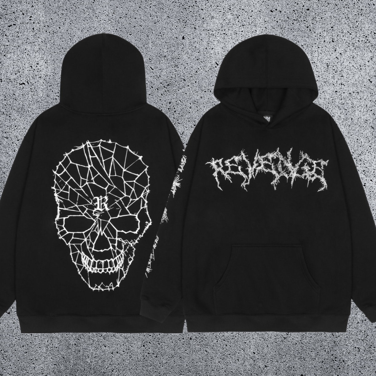 REVENGE Cracked Skull Graphic Hoodie