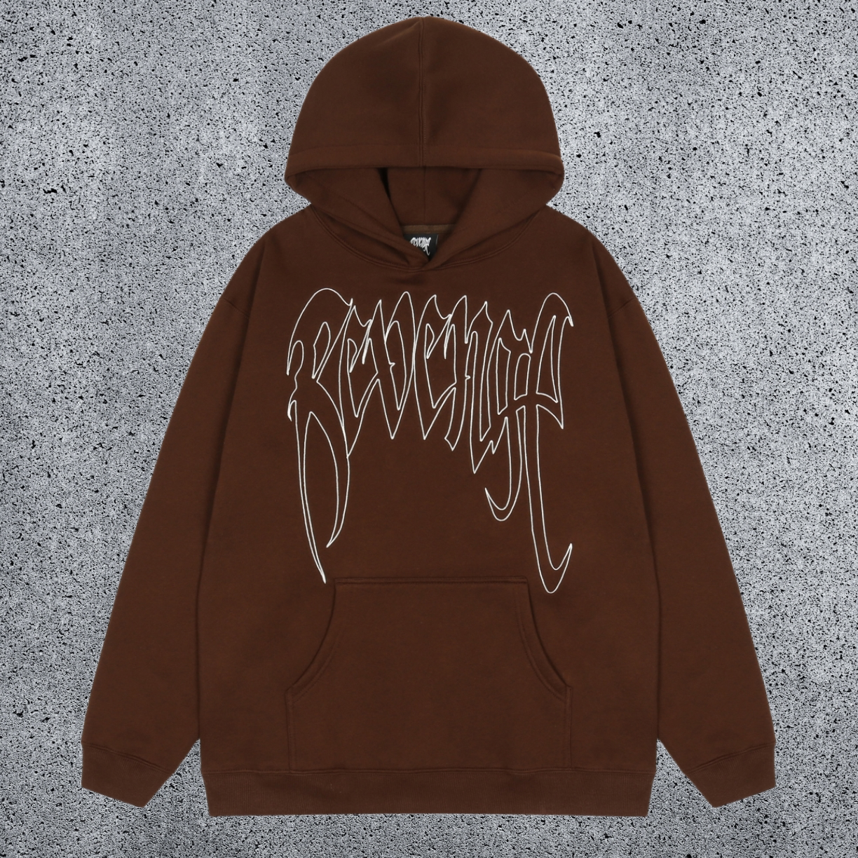 REVENGE Brown Outline Graphic Pullover Hoodie