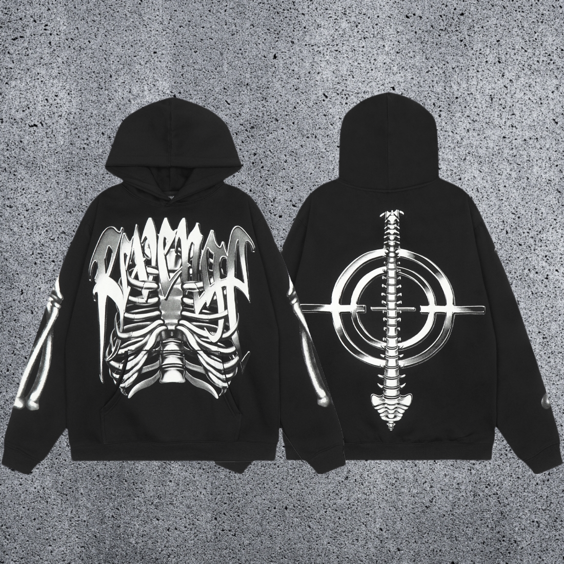REVENGE Metal Skeleton Fleece Hoodie