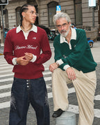 STEEPC Contrast Lapel Polo Knit Sweater