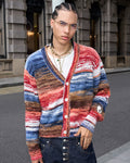 STEEPC Multicolor Gradient Heart Patch Knit Cardigan