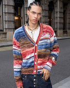 STEEPC Multicolor Gradient Heart Patch Knit Cardigan