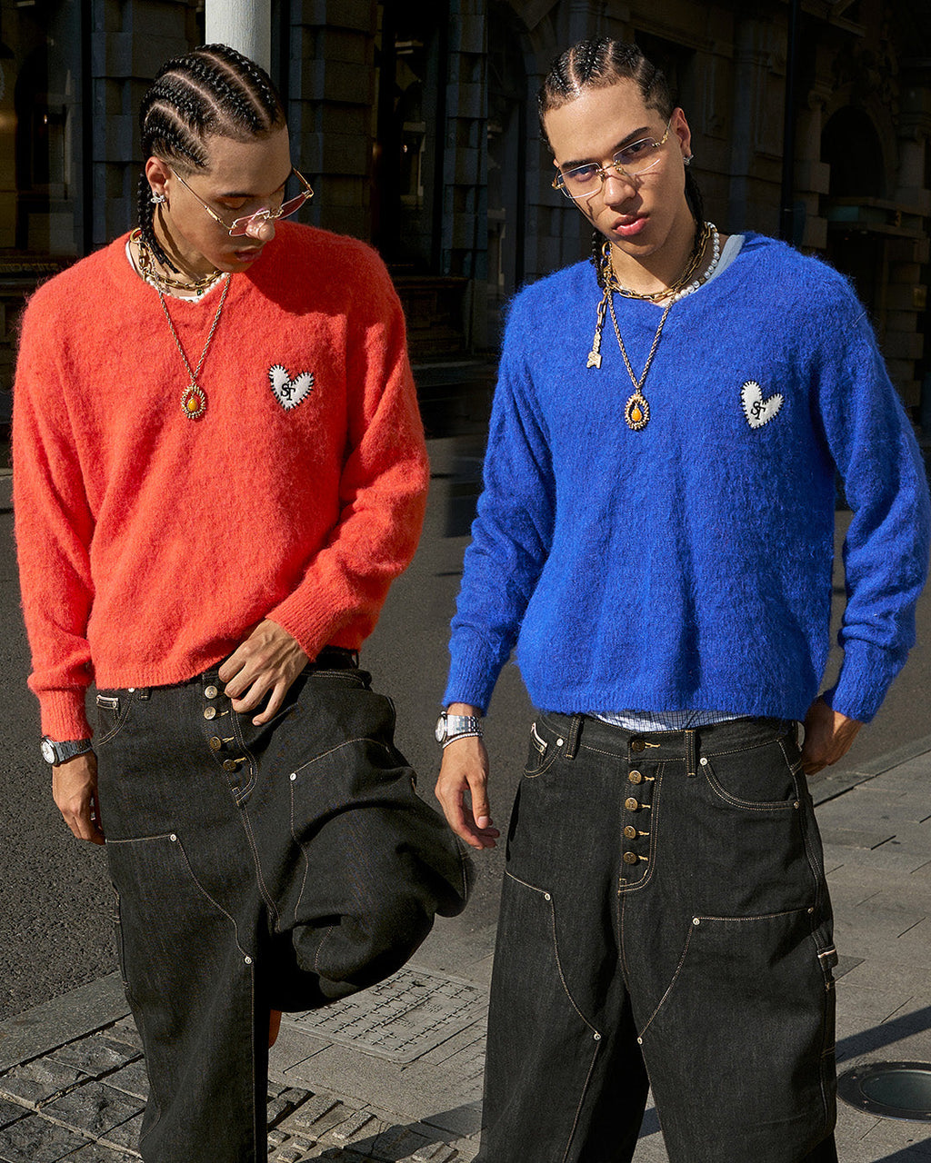 STEEPC Wool Blend Heart Patch Knit Sweater