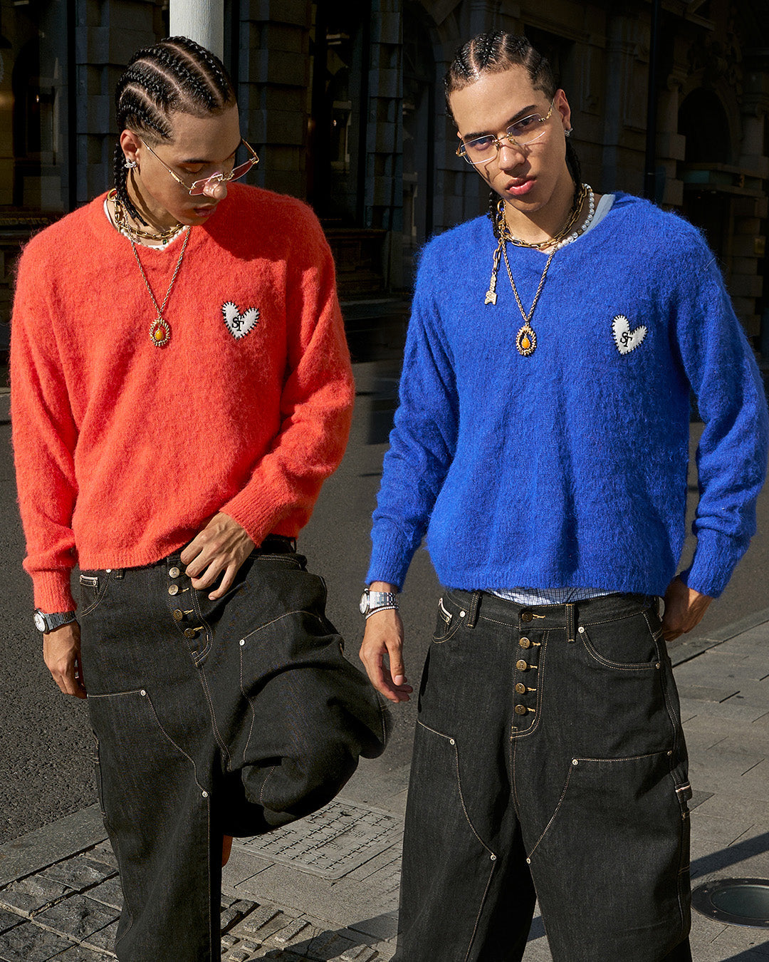 STEEPC Wool Blend Heart Patch Knit Sweater