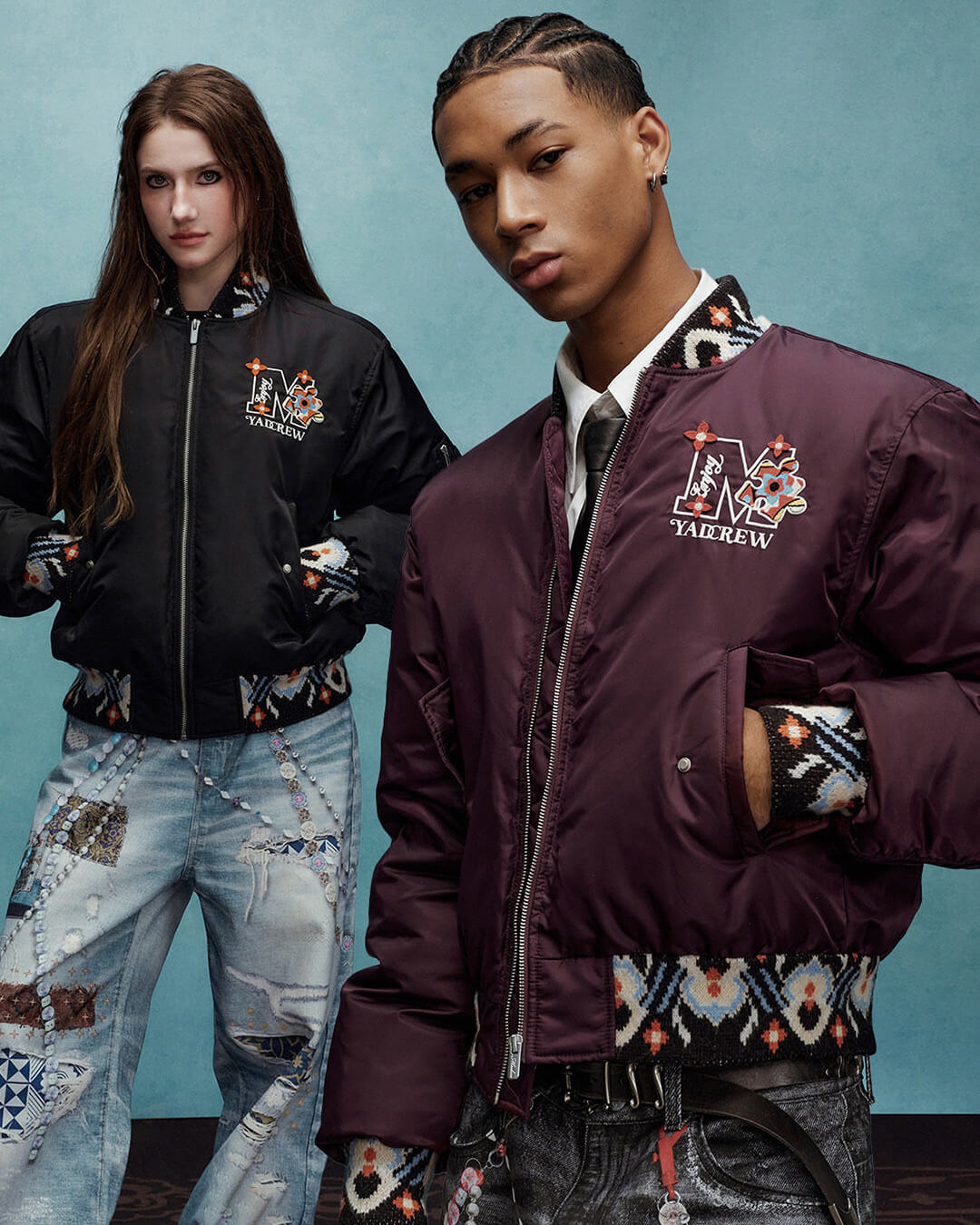YADcrew x MEDM Ethnic Ribbed MA-1 Bomber Jacket