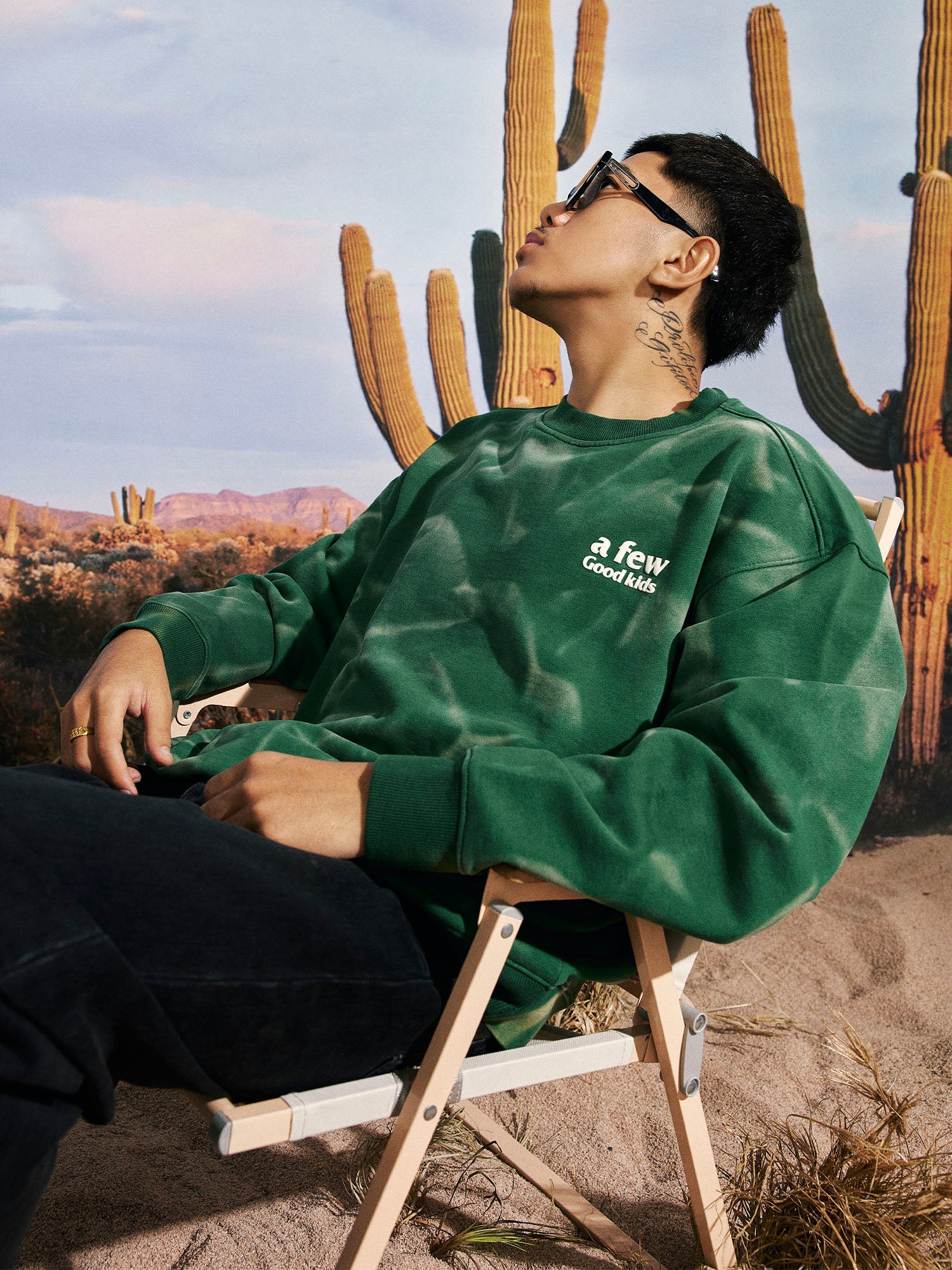 AFGK Wave Pattern Washed Old Sweatshirt
