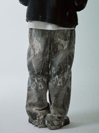 F2CE Printed Ink Splash Gradient Washed Baggy Jeans