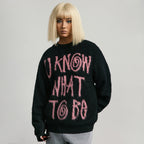ANTIDOTE Scrunchy Slogan Knit Sweater