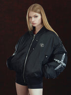 DICETINY Metal Logo Studs MA-1 Bomber Jacket