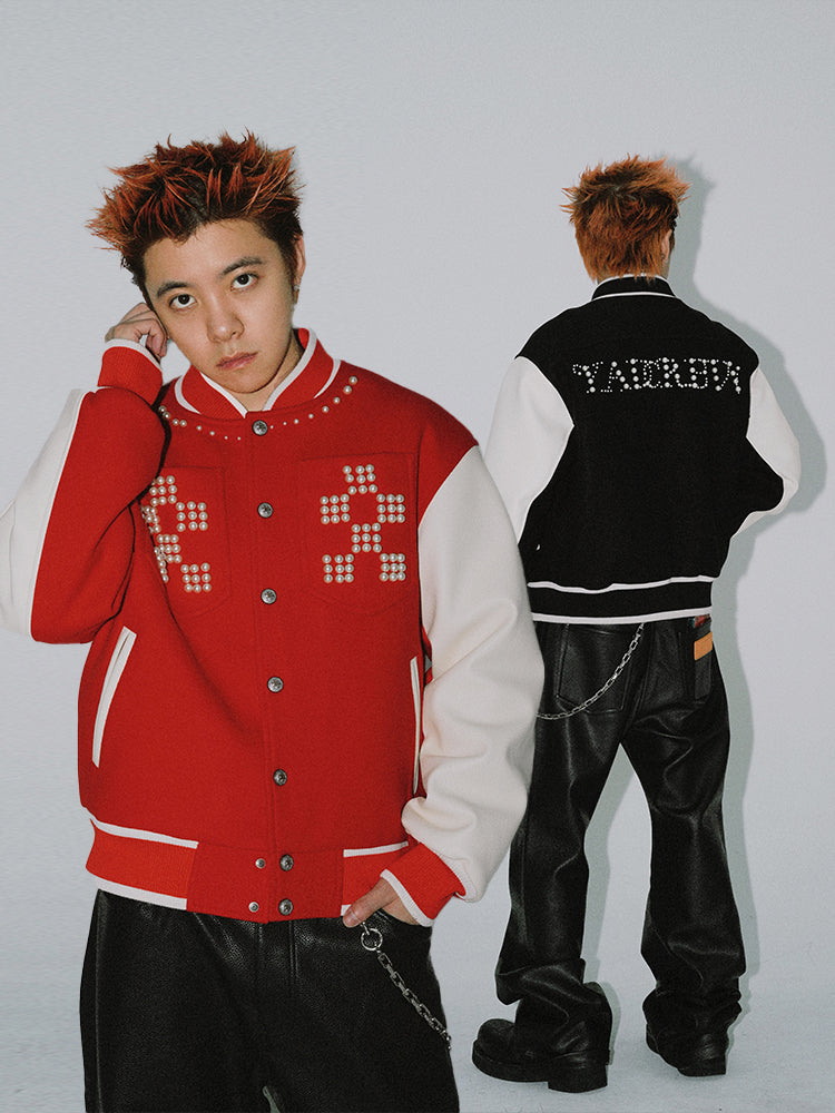YADcrew Pearl Checkerboard Varsity Jacket