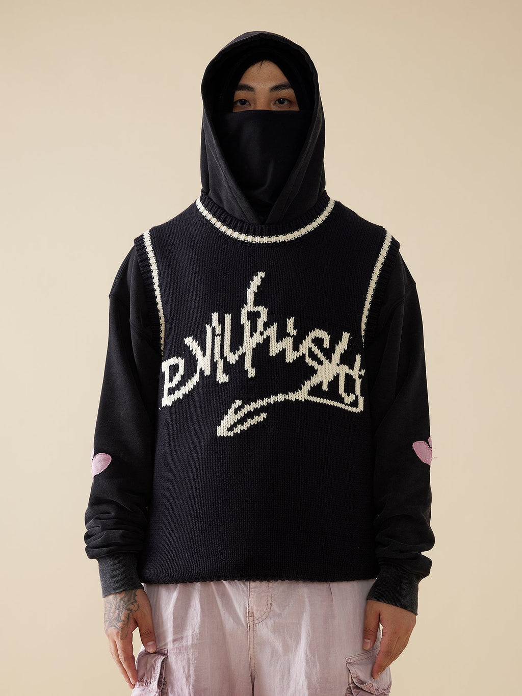 EVILKNIGHT(EK) Jacquard Logo Knit Vest