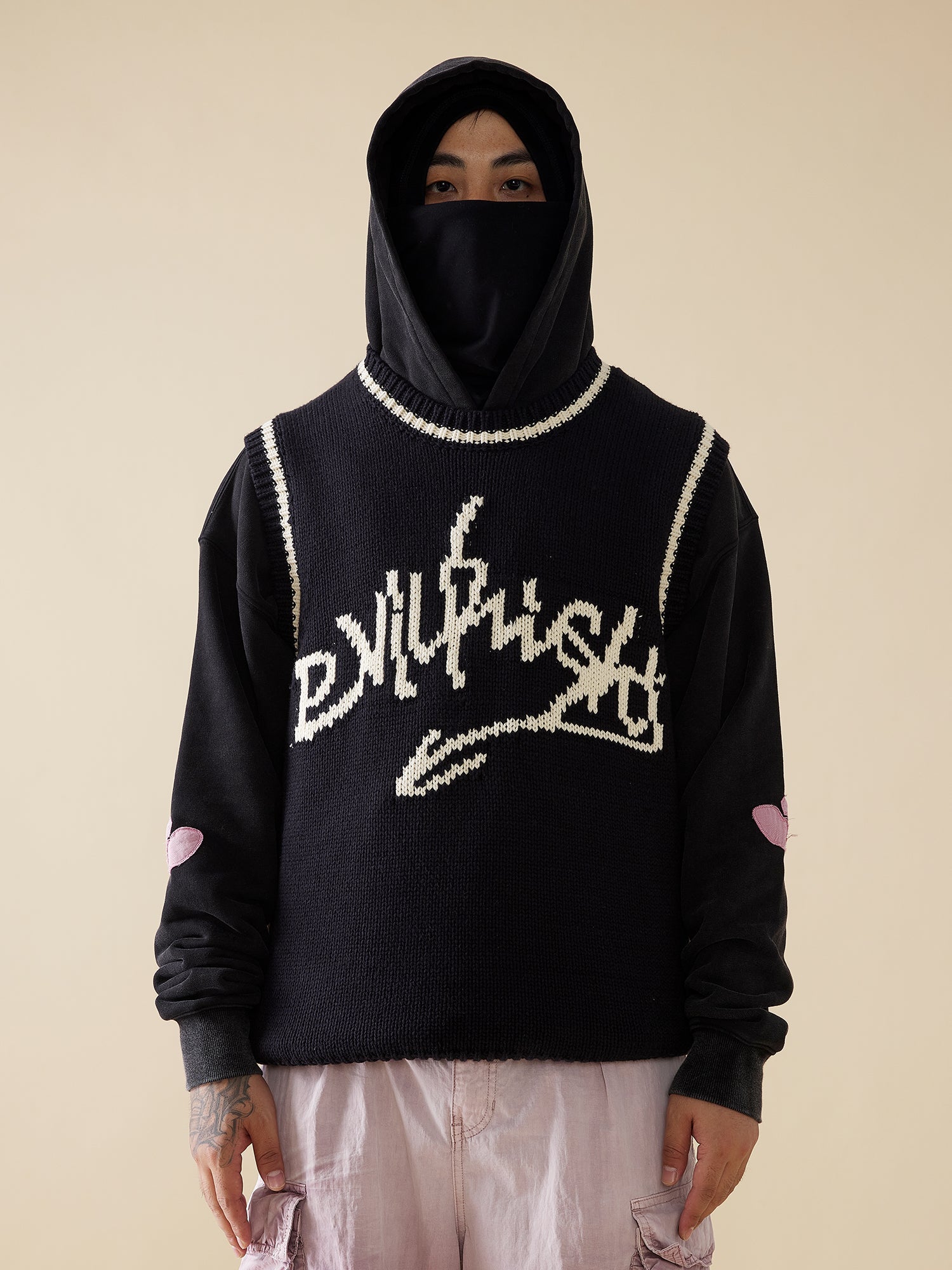 EVILKNIGHT(EK) Jacquard Logo Knit Vest