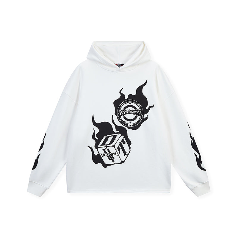 DICETINY x OLD ORDER Flame Dice Foam Printing Hoodie