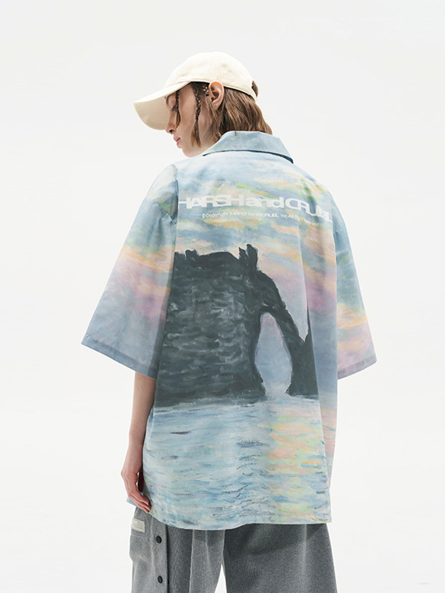Harsh and Cruel Impressionist Sunset Oil Painting Shirt
