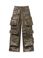 BLIND NO PLAN Multi Pocket Embroidered Labeling Work Pants
