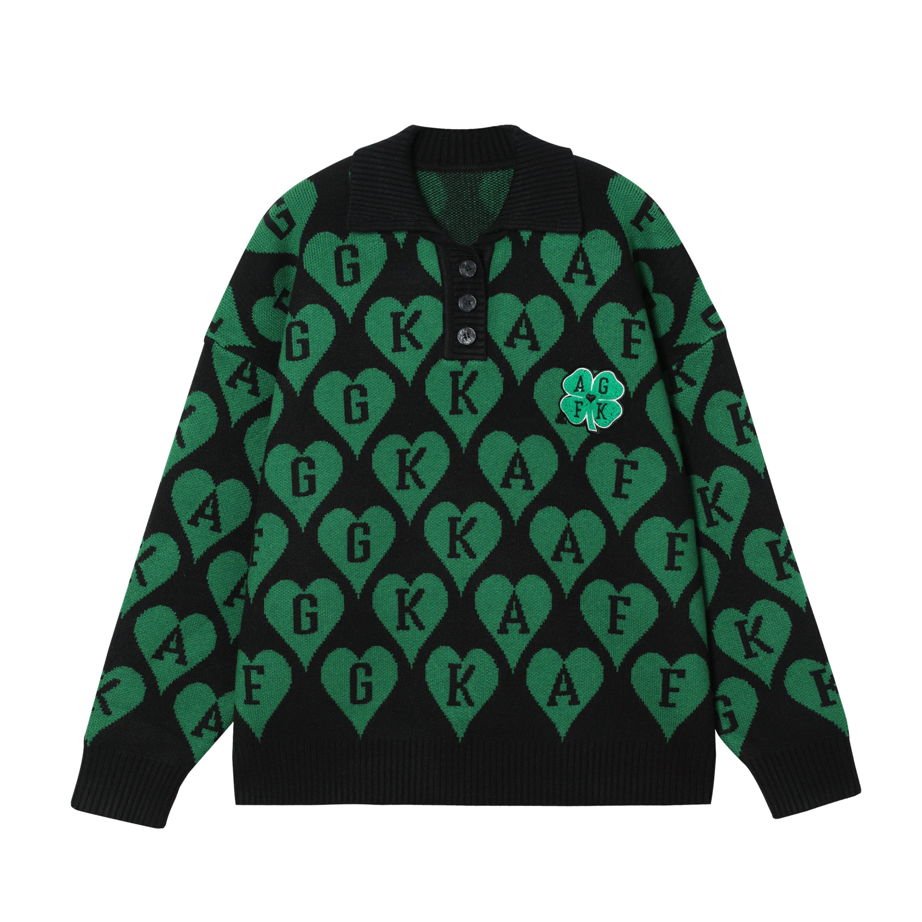 AFGK All-Over Print Logo Knit Sweater